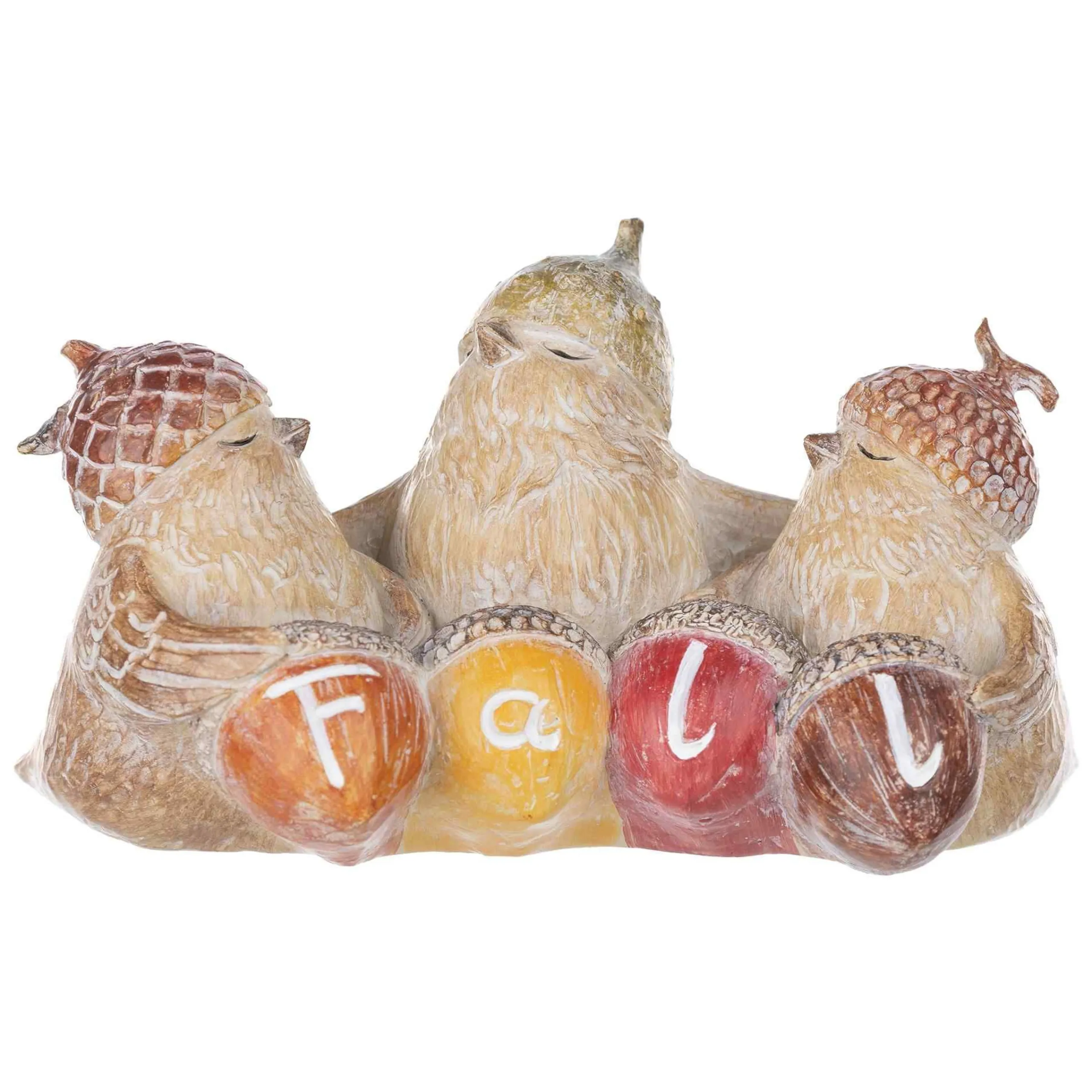 Melrose Set Of 2 Bird With Acorn Hat Fall" Tabletop Figurines 7"