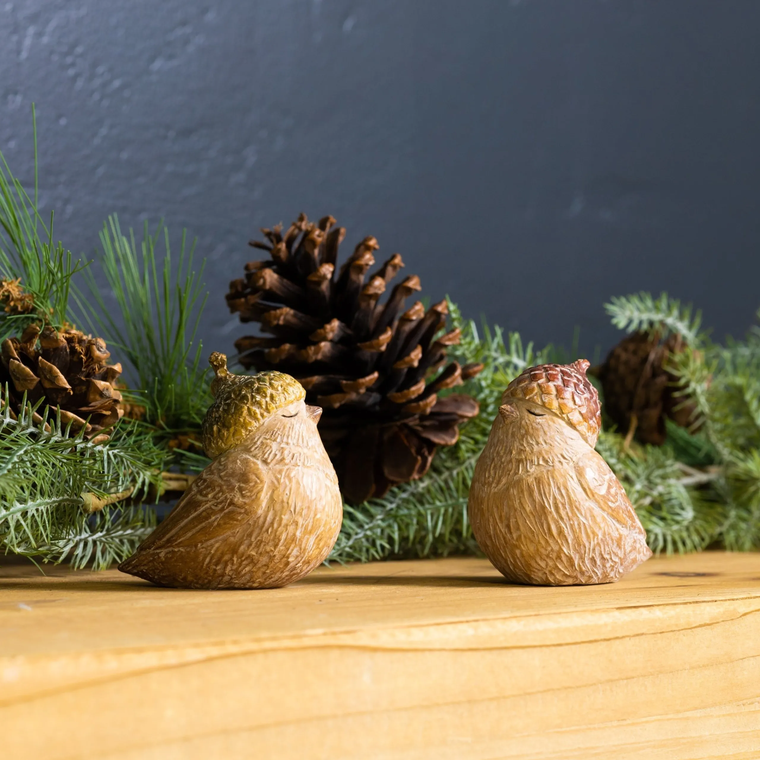 Melrose Set Of 6 Bird With Acorn Hat Fall Harvest Tabletop Figurines 3"