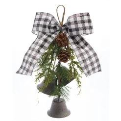 Bells*Contemporary Home Living Set Of 6 Black And White Gingham Tie With Bells 13"