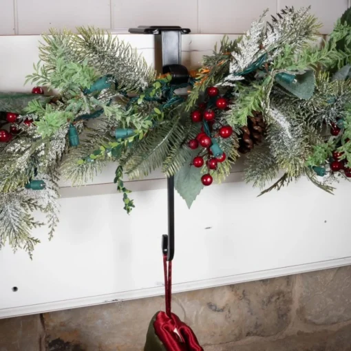 Garland Accessories*Village Lighting Co. Set Of 3 Black Mantle Garland And Stocking Hanger 6.5"