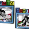 Carlton Cards Collectible>Set Of 2 Blue And Red Family And Friends Photo Frame Christmas Ornaments 3.5"