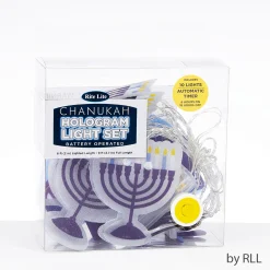 Rite Lite Set Of 10 Blue And White Holographic Hanukkah Lights - 6 Ft