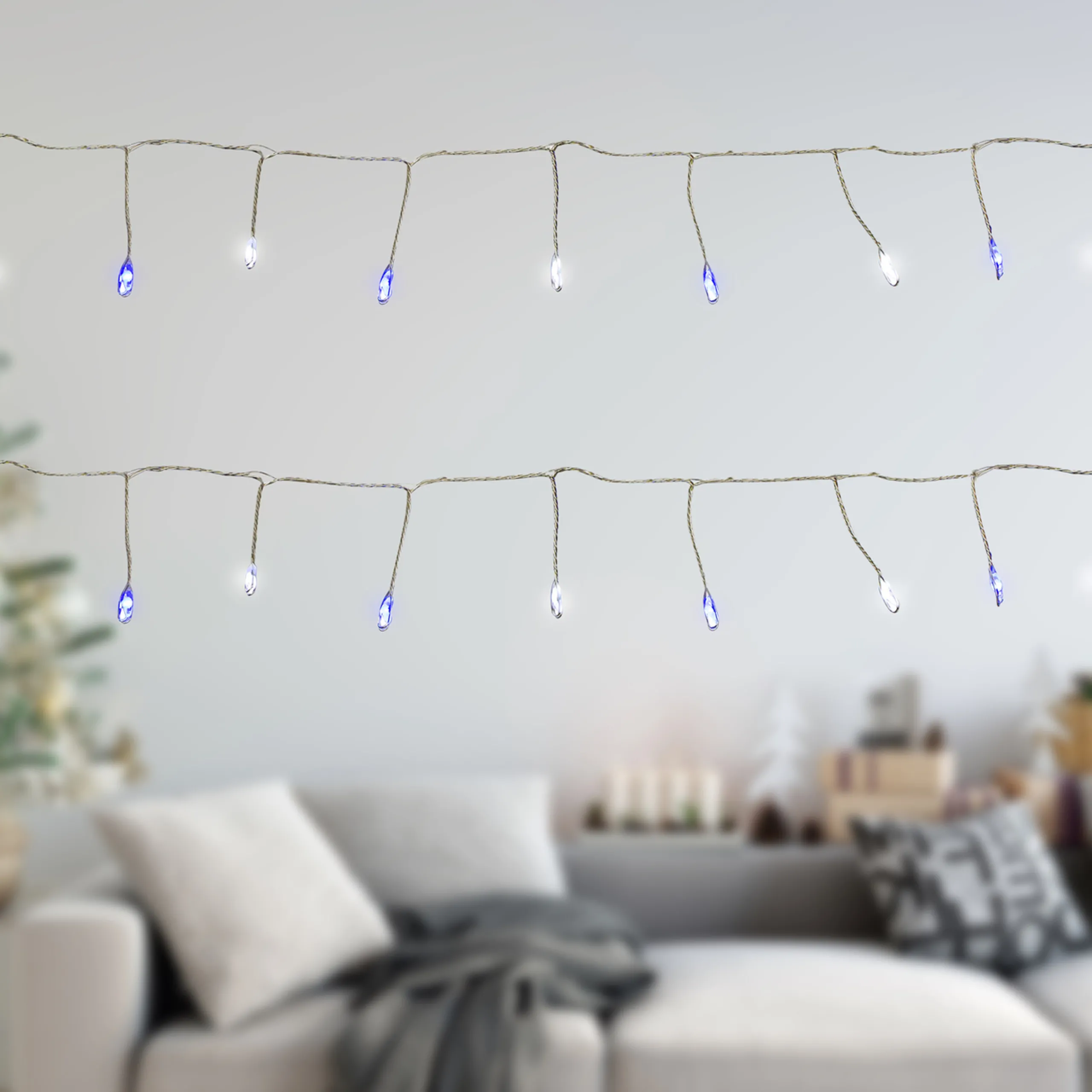 Northlight Set Of 40 Blue And White Led Fairy Christmas Lights With Remote Control 6'