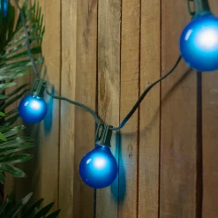 Northlight Set Of 15 Blue Satin G50 Globe Christmas Lights - Green Wire