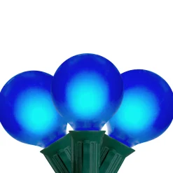 Northlight Set Of 15 Blue Satin G50 Globe Christmas Lights - Green Wire