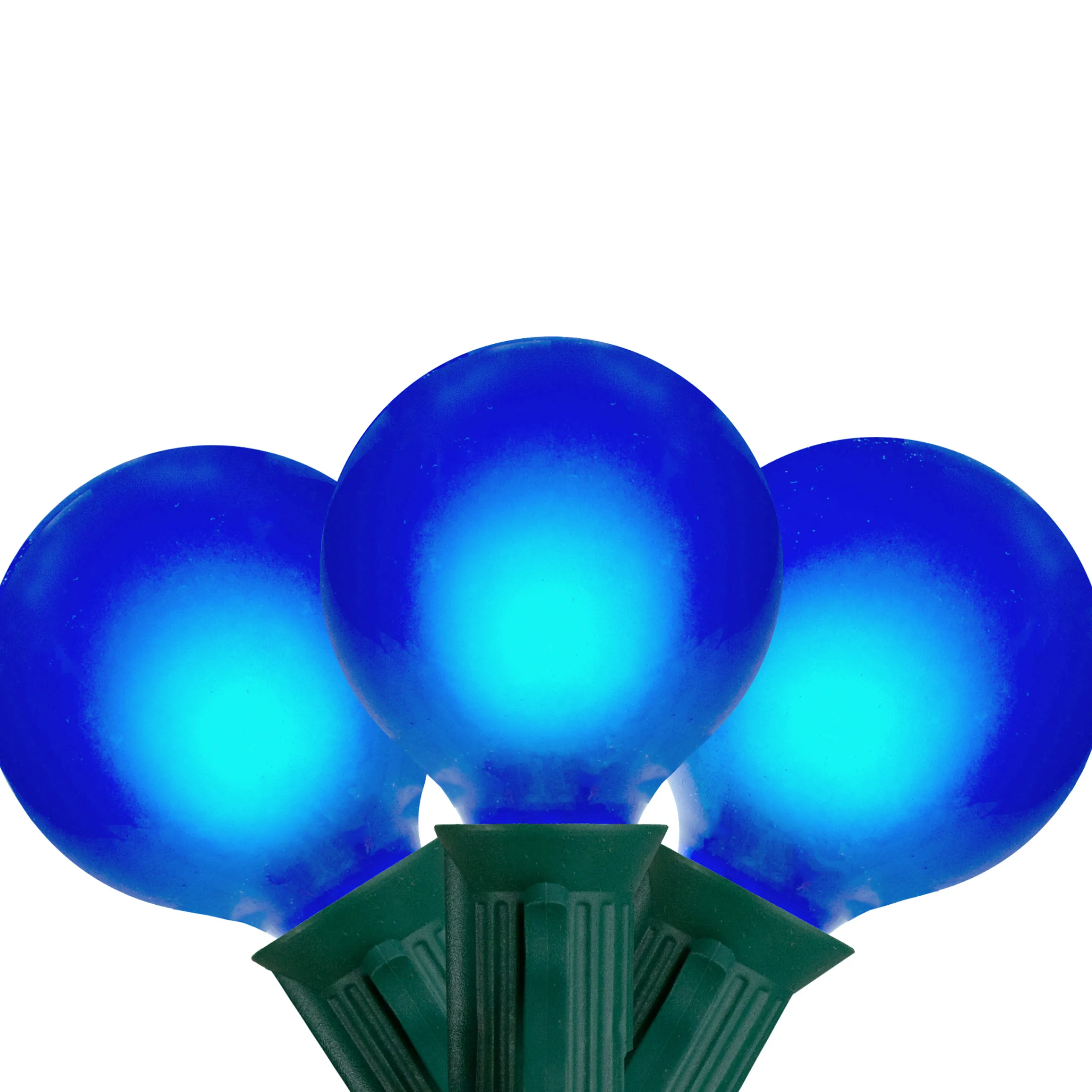Northlight Set Of 15 Blue Satin G50 Globe Christmas Lights - Green Wire