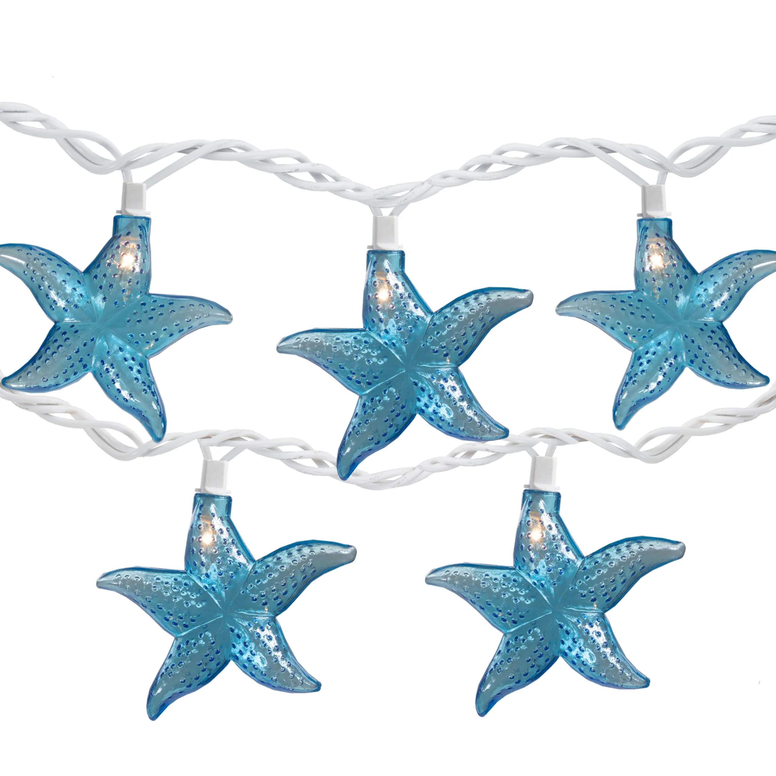 Northlight Set Of 10 Blue Starfish Novelty String Lights - 9Ft White Wire