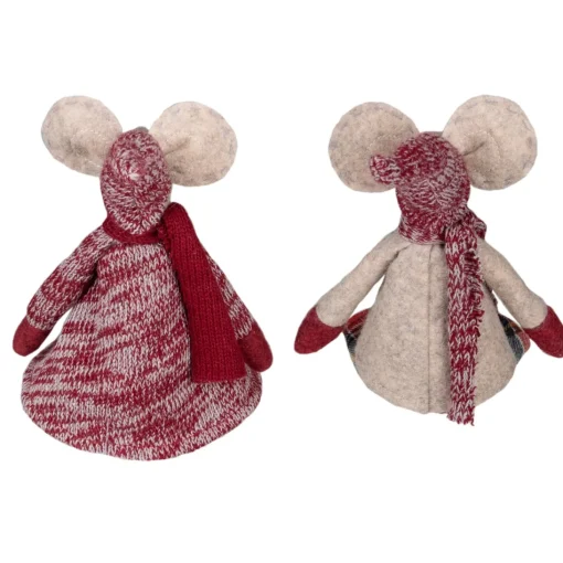 Table Top Pieces*Northlight Set Of 2 Boy And Girl Sitting Plush Christmas Mice Figures 16"