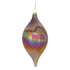 Melrose Balls></noscript>Set Of 6 Bronze And Purple Iridescent Glass Swirl Christmas Ornaments 7