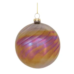 Melrose Balls></noscript>Set Of 6 Bronze And Purple Iridescent Glass Swirl Christmas Ornaments 7