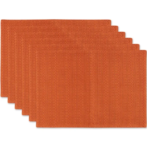 Contemporary Home Living Set Of 6 Burnt Orange Tonal Variegated Placemat, 19"