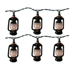Brite Star Set Of 10 Camp Lantern Novelty Christmas Lights, 11Ft Green Wire