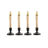 CC Christmas Decor Set Of 4 Cape Cod Led Christmas Candle Lamps In Black Holders With Sensor 9"
