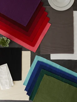 Contemporary Home Living Set Of 6 Chocolate Brown Ribbed Rectangular Placemats 13