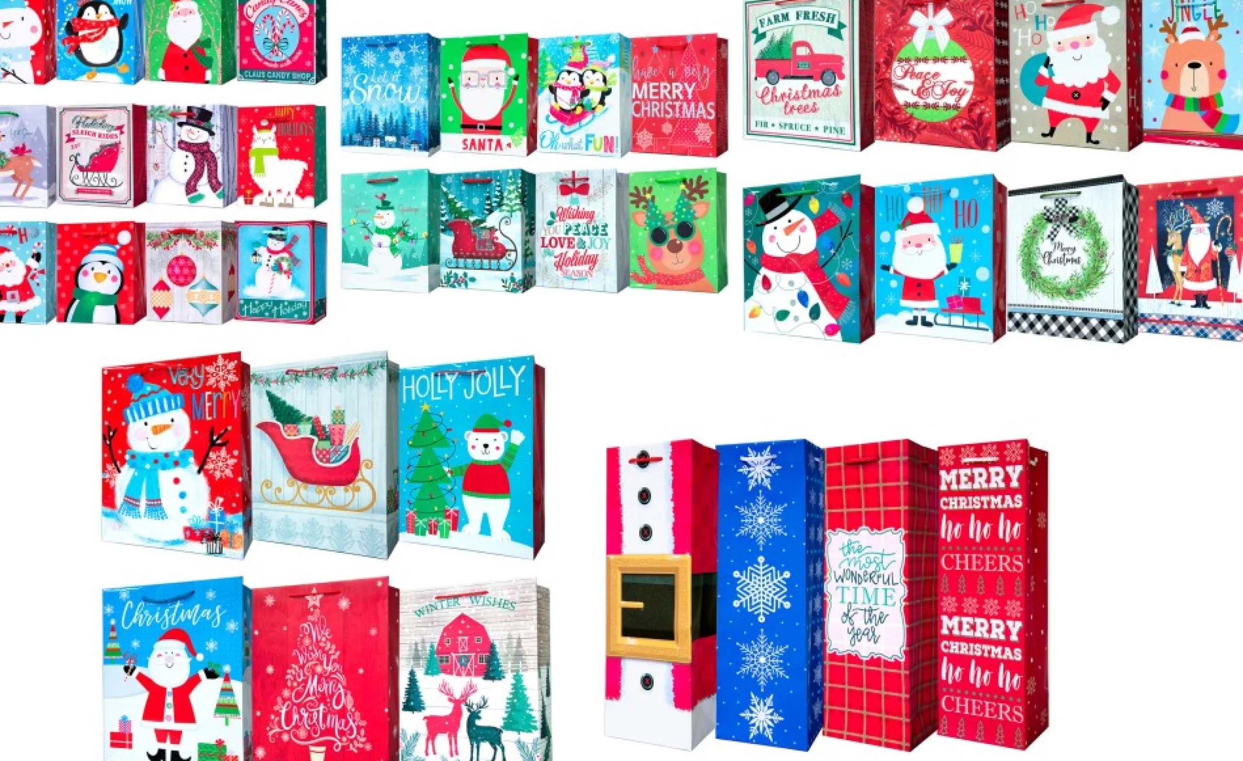 Commercial*CC Christmas Decor Set Of 672 Christmas Gift Bags With Spinner Retail Rack