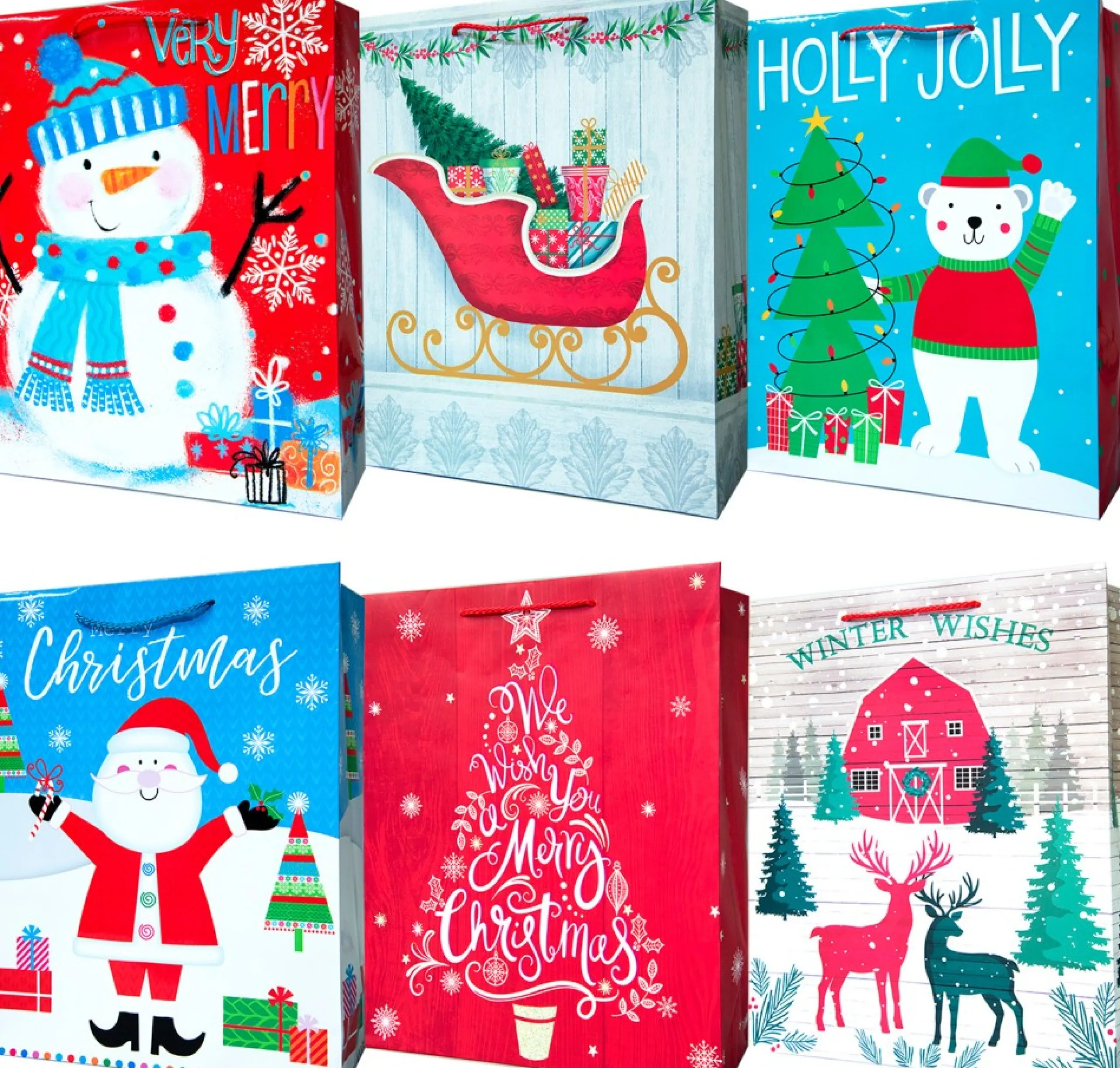 Commercial*CC Christmas Decor Set Of 672 Christmas Gift Bags With Spinner Retail Rack