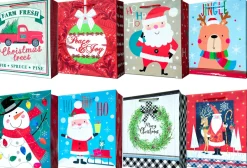 Commercial*CC Christmas Decor Set Of 672 Christmas Gift Bags With Spinner Retail Rack