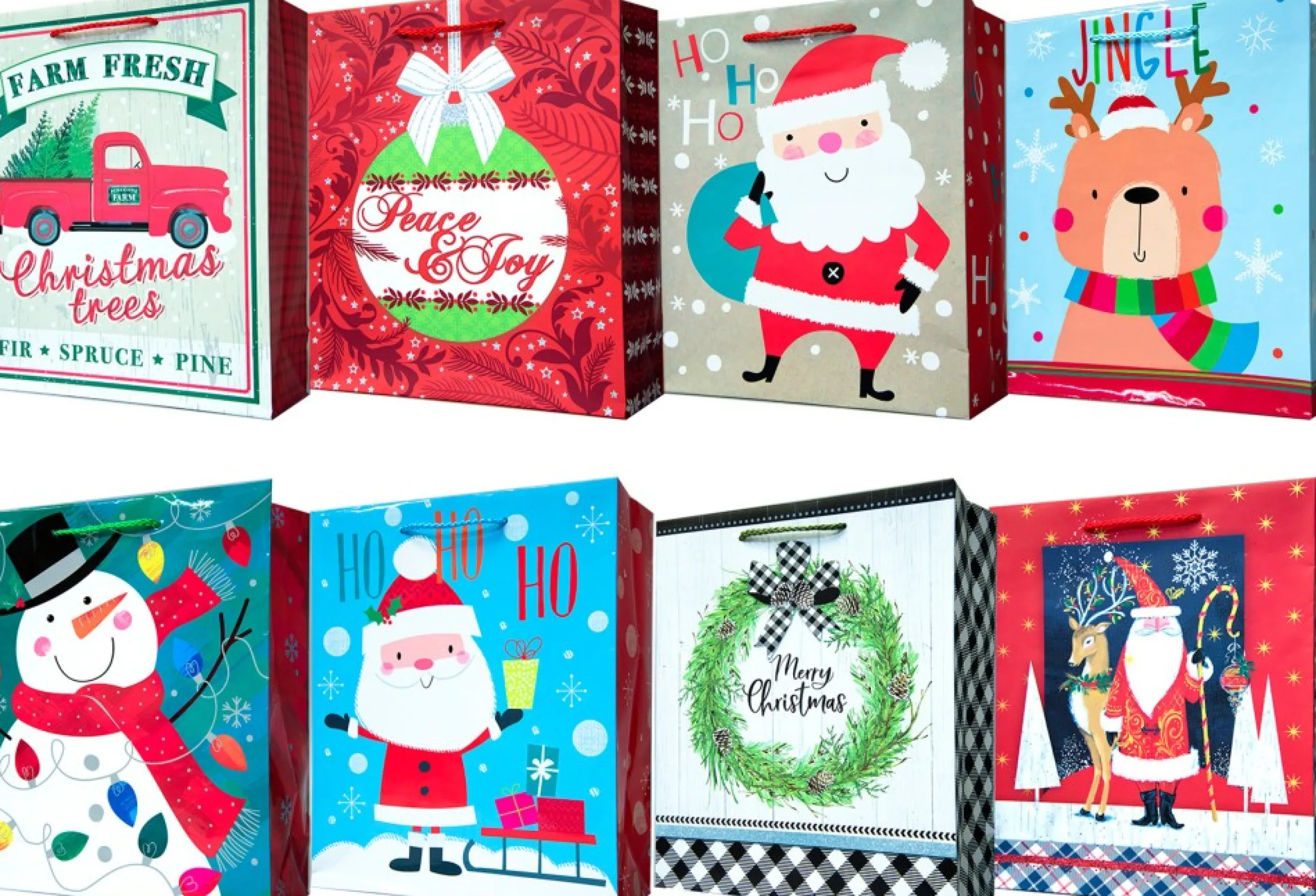 Commercial*CC Christmas Decor Set Of 672 Christmas Gift Bags With Spinner Retail Rack