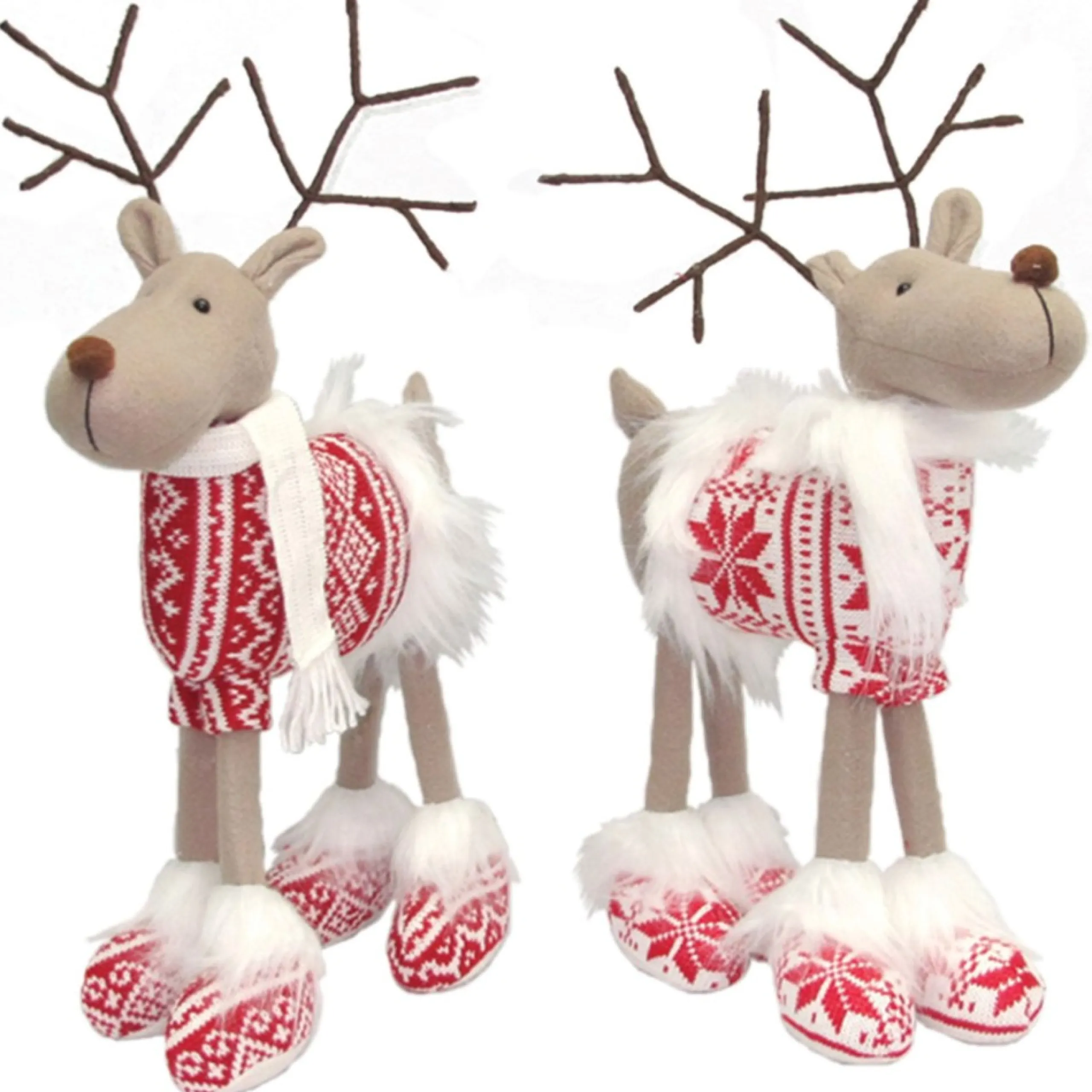 Plush Figures*CC Christmas Decor Set Of 2 Christmas Good Cheer Standing Reindeer Plushies 16"