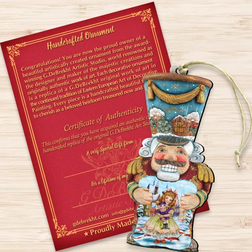 Designocracy Collectible>Set Of 2 Christmas Nutcracker Wooden Ornaments 5.5"