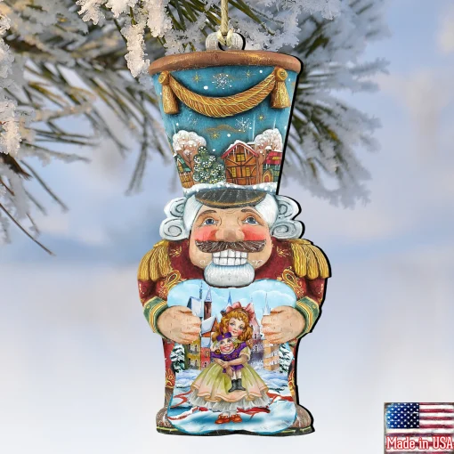 Designocracy Collectible>Set Of 2 Christmas Nutcracker Wooden Ornaments 5.5"