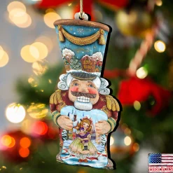 Designocracy Collectible></noscript>Set Of 2 Christmas Nutcracker Wooden Ornaments 5.5