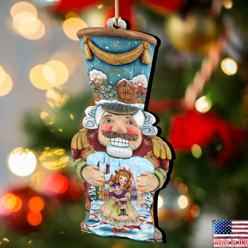Designocracy Collectible>Set Of 2 Christmas Nutcracker Wooden Ornaments 5.5"