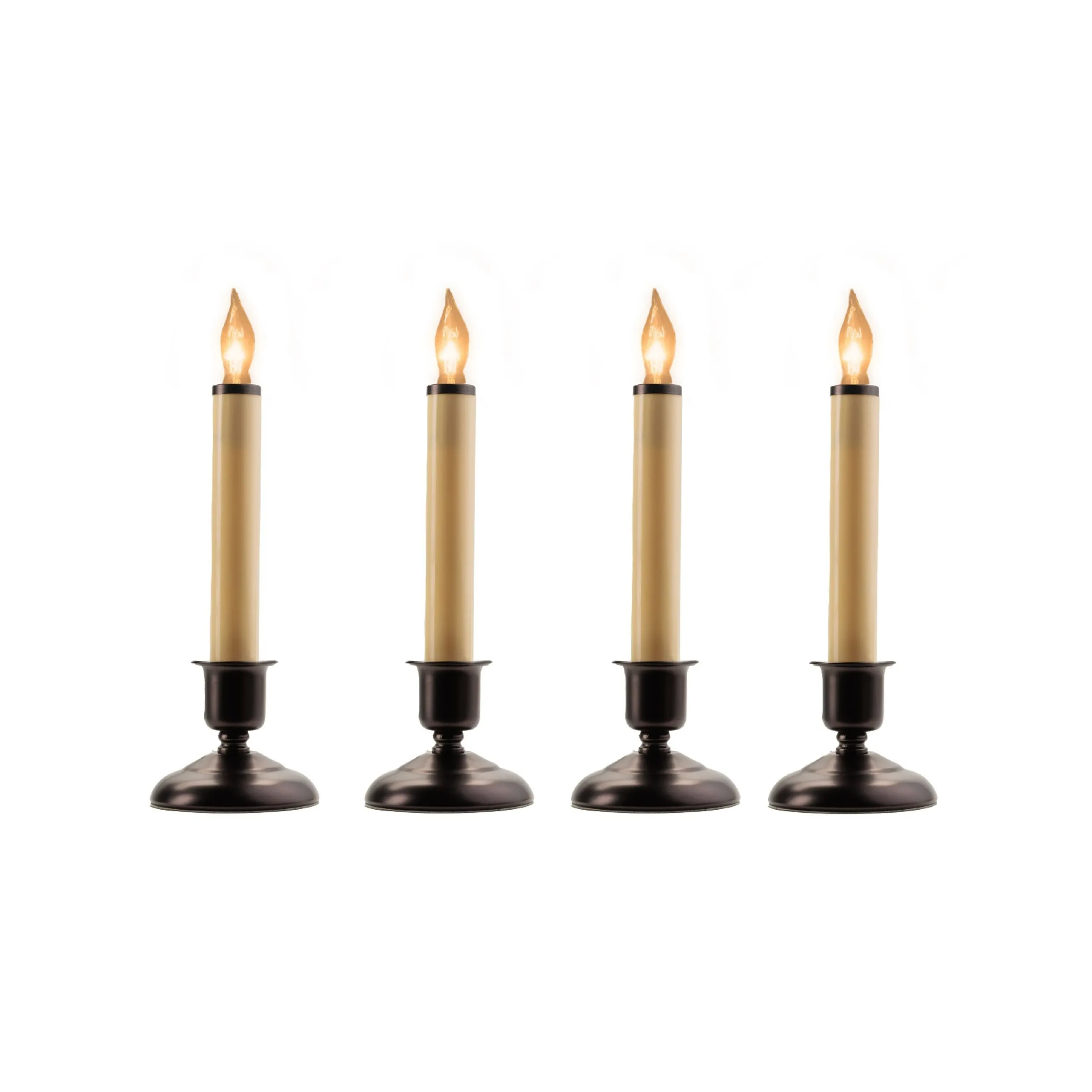 CC Christmas Decor Set Of 4 Christmas Window Candle Lamps With Weighted Base 9"