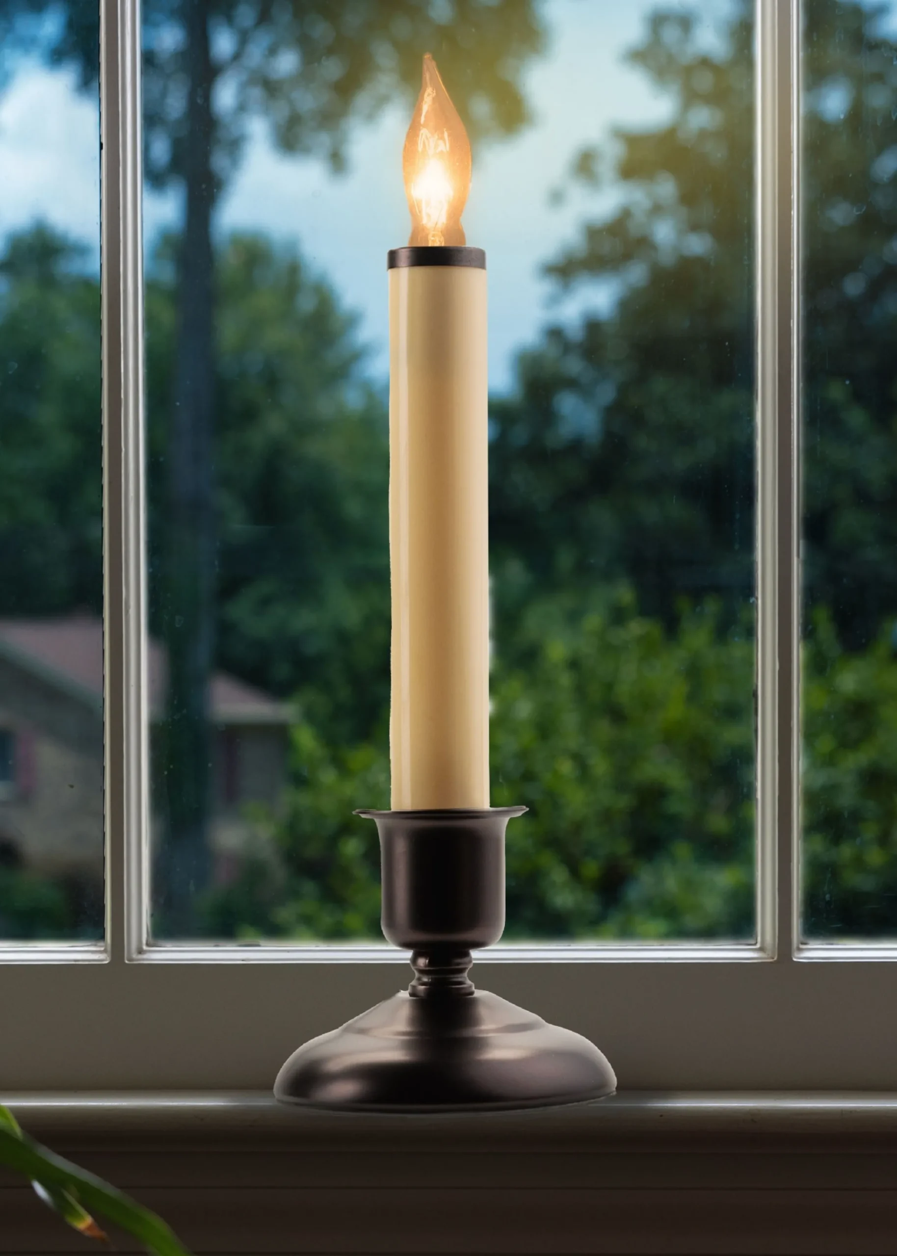 CC Christmas Decor Set Of 4 Christmas Window Candle Lamps With Weighted Base 9"