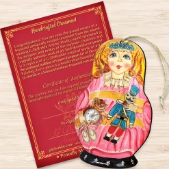 Designocracy Nutcrackers></noscript>Set Of 2 Clara And The Nutcracker Toy Wooden Christmas Ornaments 5.5