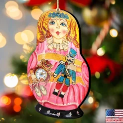 Designocracy Nutcrackers></noscript>Set Of 2 Clara And The Nutcracker Toy Wooden Christmas Ornaments 5.5