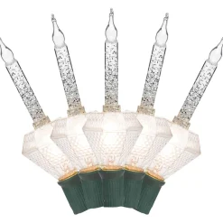 Merry and Light Set Of 2 Clear Diamond Shaped Retro Christmas Bubble Light Set, 6Ft Green Wire