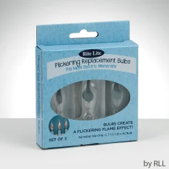 Rite Lite Set Of 3 Clear Electric Menorah Flickering Hanukkah Replacement Bulbs 3"