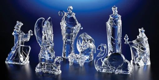 Nativities*CC Christmas Decor Set Of 2 Clear Icy Religious Christmas Nativity Figurines 9"