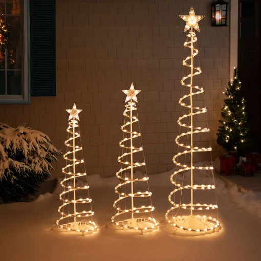 Northlight Spiral Trees>Set Of 3 Clear Lighted Spiral Christmas Trees - 3', 4', And 6'