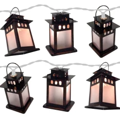 Brite Star Set Of 10 Copper Lantern Lamp Novelty Christmas Lights, 11 Ft White Wire