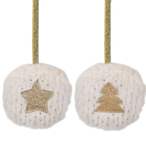 Northlight Stars>Set Of 2 Cream And Beige Star And Christmas Tree Ornaments 3.5"