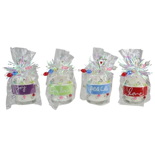 Department 56 Set Of 4 Hanukkah Glass Votive Candle Holders 2.5"