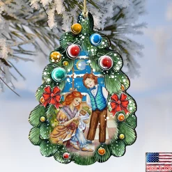 Designocracy Family & Friends></noscript>Set Of 2 Family With A Nutcracker Christmas Tree Ornaments 5.5