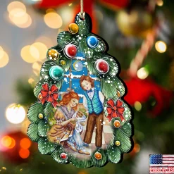 Designocracy Family & Friends></noscript>Set Of 2 Family With A Nutcracker Christmas Tree Ornaments 5.5