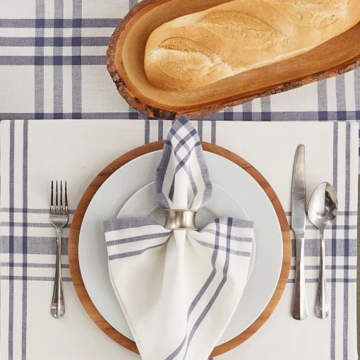 Contemporary Home Living Set Of 6 French Blue And White Home Sweet Farmhouse Napkin, 20"