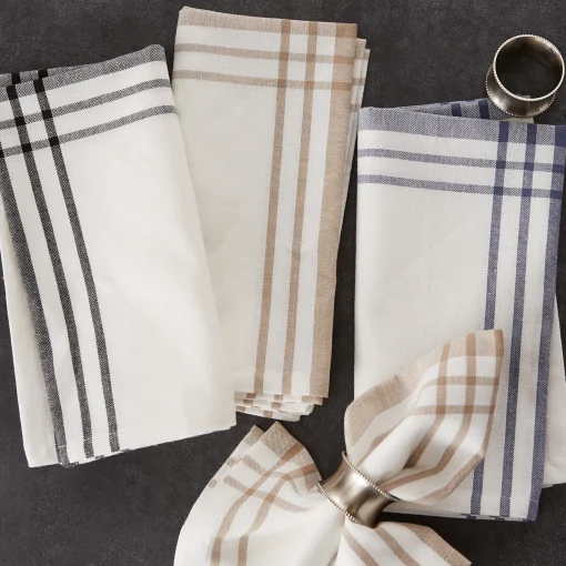 Contemporary Home Living Set Of 6 French Blue And White Home Sweet Farmhouse Napkin, 20"