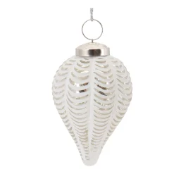 Melrose Pendants & Drops></noscript>Set Of 6 Frosted Glass Christmas Onion And Drop Ornaments 4.5