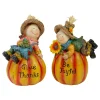 Northlight Set Of 2 Girl And Boy Scarecrows On Pumpkins Fall Figurines 6"