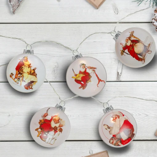Northlight Set Of 5 Glass Norman Rockwell Christmas Disc Lights