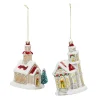 Melrose Nativity & Religious>Set Of 6 Glittered Glass Church Christmas Ornaments 6.25"