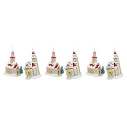 Melrose Nativity & Religious></noscript>Set Of 6 Glittered Glass Church Christmas Ornaments 6.25