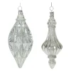 Melrose Pendants & Drops>Set Of 12 Glittered Glass Christmas Drop Ornaments 7"