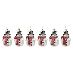 Melrose Snowmen></noscript>Set Of 6 Glittered Glass Snowman Christmas Ornaments 5.25