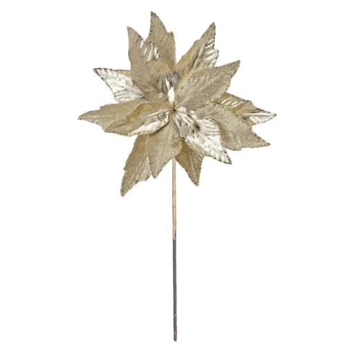 Floral*Melrose Set Of 6 Glittered Poinsettia Artificial Christmas Stems 23"